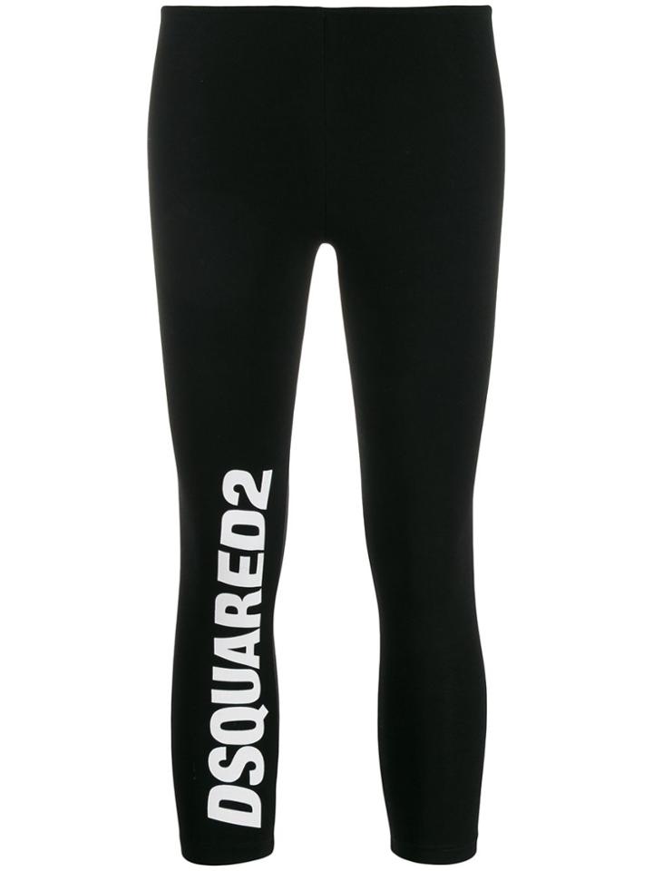 Dsquared2 Logo Print Cropped Leggings - Black