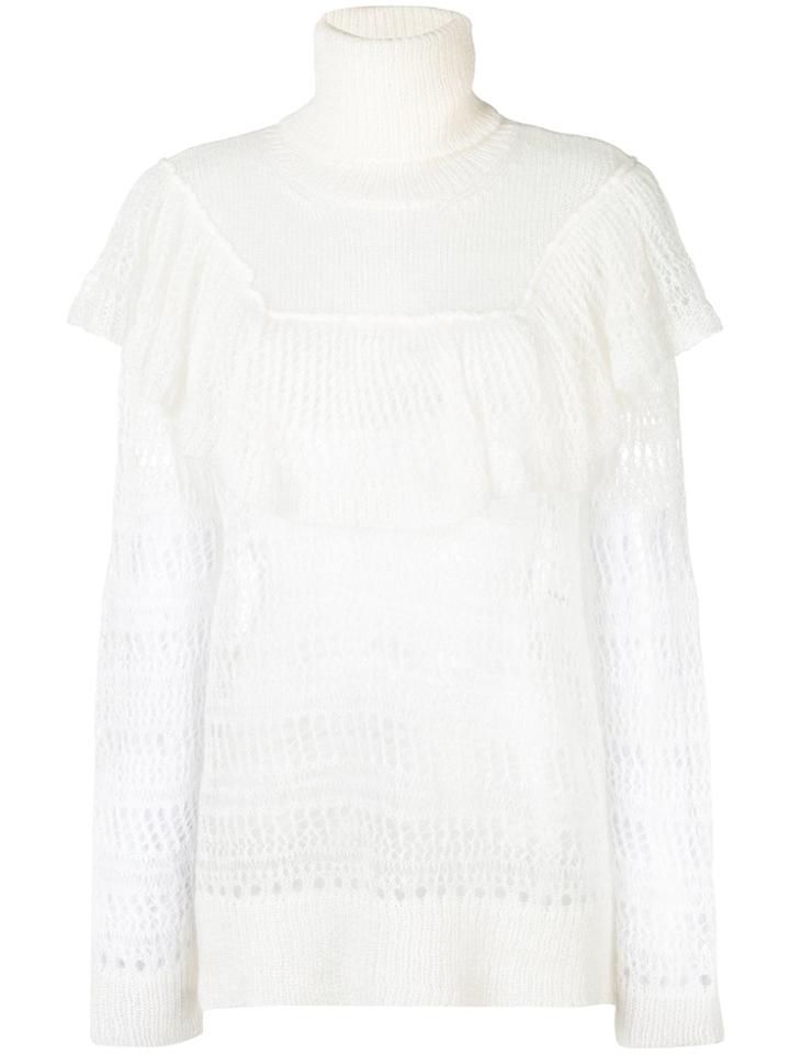 Stella Mccartney Ruffle-trimmed Turtleneck Knit - White