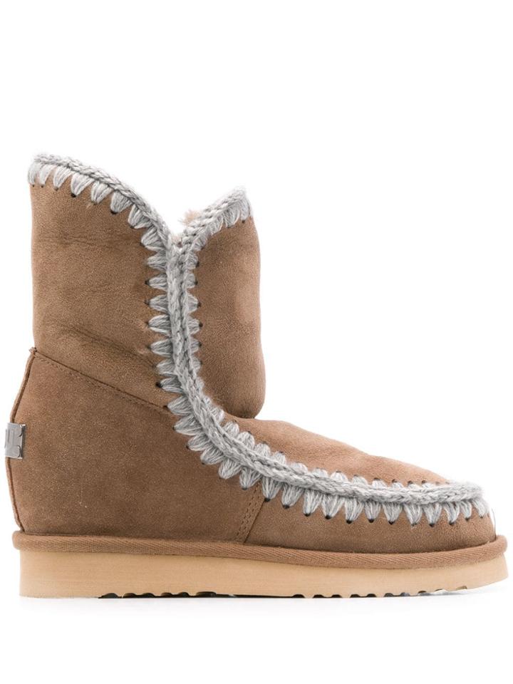 Mou Eskimo Wedge Short Boots - Brown