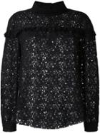Philosophy Di Lorenzo Serafini Macrame Ruffled Detail Blouse, Women's, Size: 38, Black, Cotton/polyamide