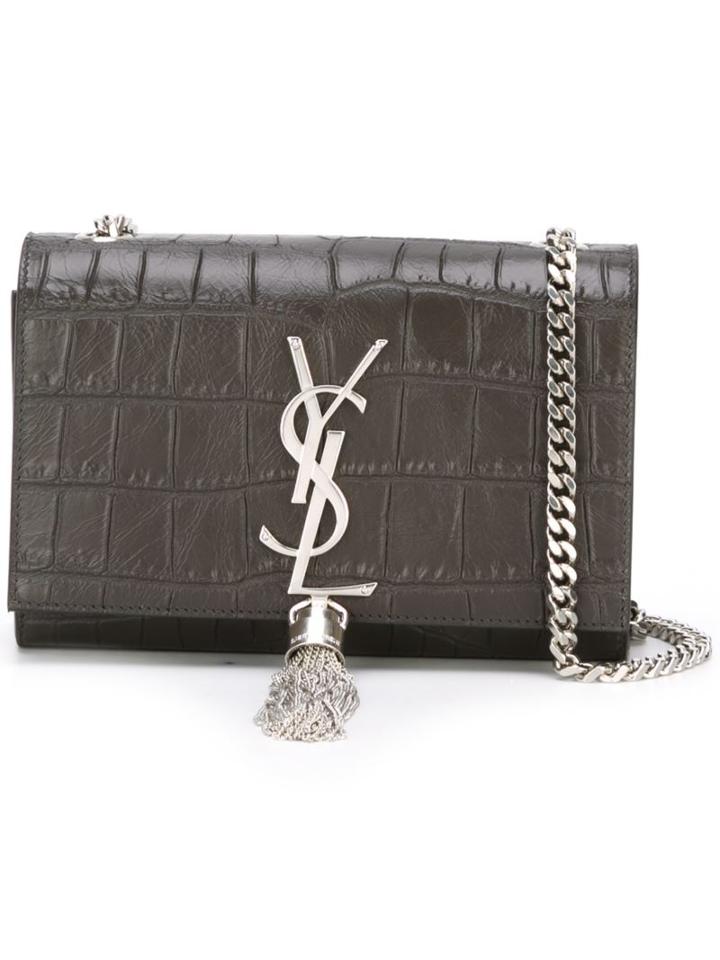 Saint Laurent Small 'monogram' Shoulder Bag, Women's, Grey