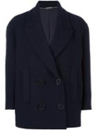 Alexander Mcqueen Double Breasted Peacoat, Women's, Size: 40, Blue, Cupro/virgin Wool