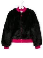 Alberta Ferretti Kids Jersey-trimmed Bomber Jacket - Black