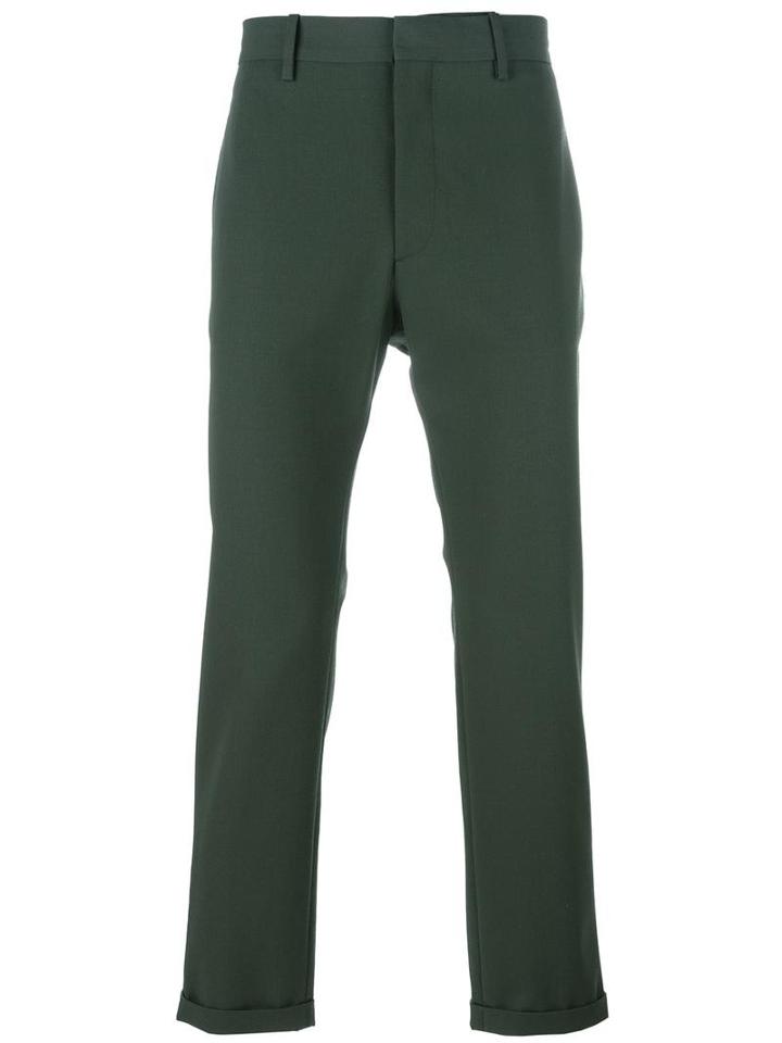 Marni Straight Leg Trousers, Men's, Size: 52, Green, Cotton/wool