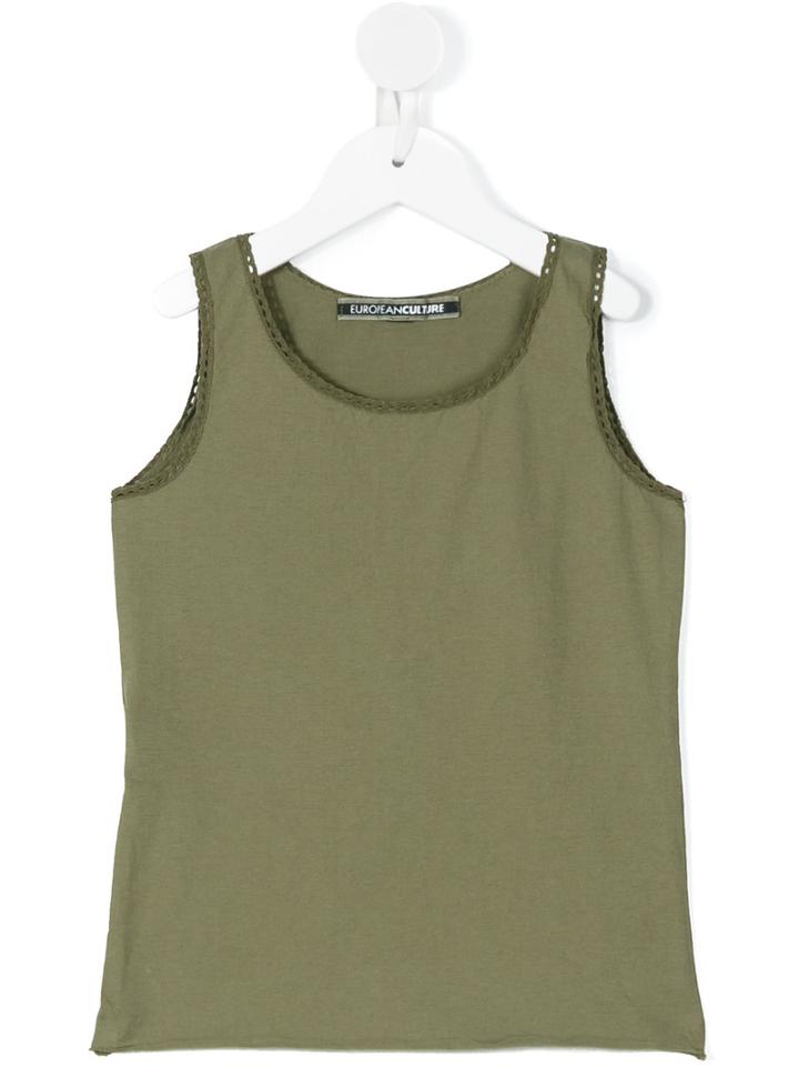 European Culture Kids - Embroidered Trim Tank Top - Kids - Cotton - 2 Yrs, Green