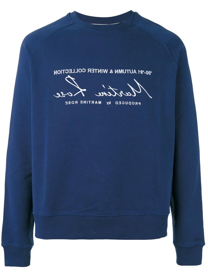 Martine Rose Logo Print Sweatshirt, Adult Unisex, Size: Small, Blue, Cotton
