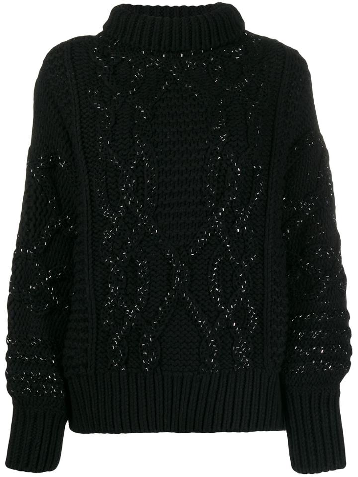 Ermanno Scervino Chunky Cable Knit Jumper - Black