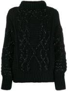 Ermanno Scervino Chunky Cable Knit Jumper - Black