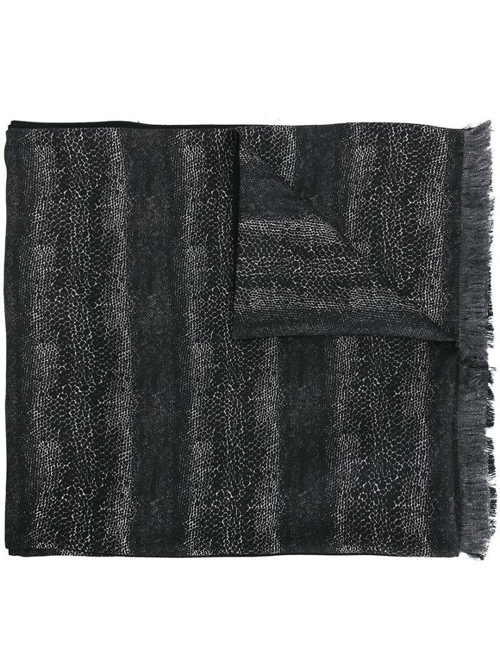 Lanvin Striped Animal Print Scarf, Men's, Black, Silk