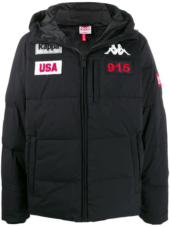 Kappa Logo Patchwork Padded Jacket - Black