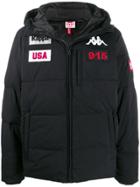 Kappa Logo Patchwork Padded Jacket - Black