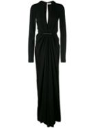 Plunging Neck Evening Gown - Women - Silk/acetate/viscose - 36, Black, Silk/acetate/viscose, Saint Laurent