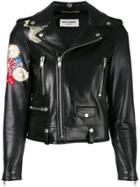 Saint Laurent Embroidered Leather Jacket - Black