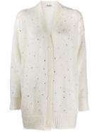 Miu Miu Rhinestone Embellished Cardigan - White