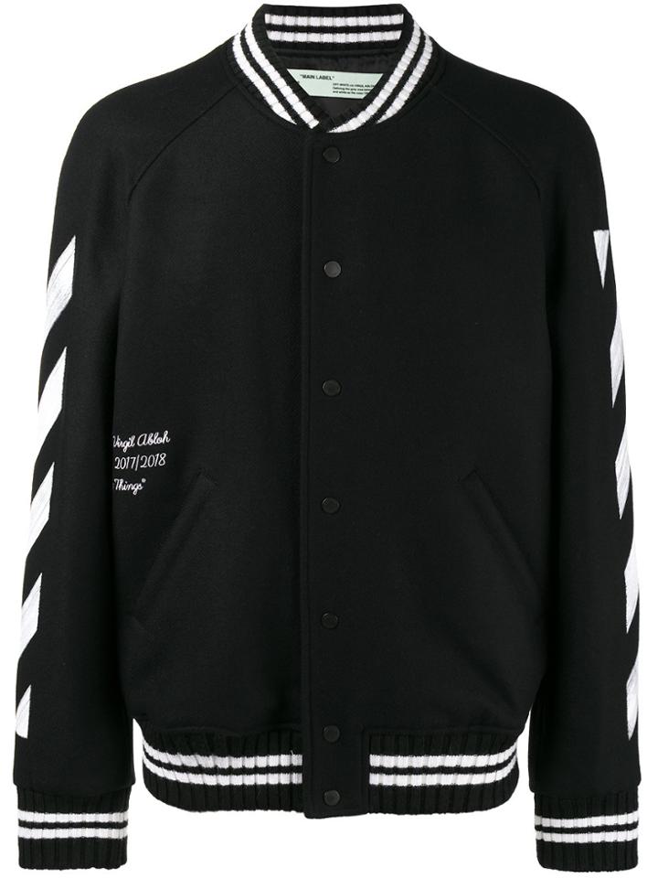 Off-white Brushed Print Bomber Jacket - Black