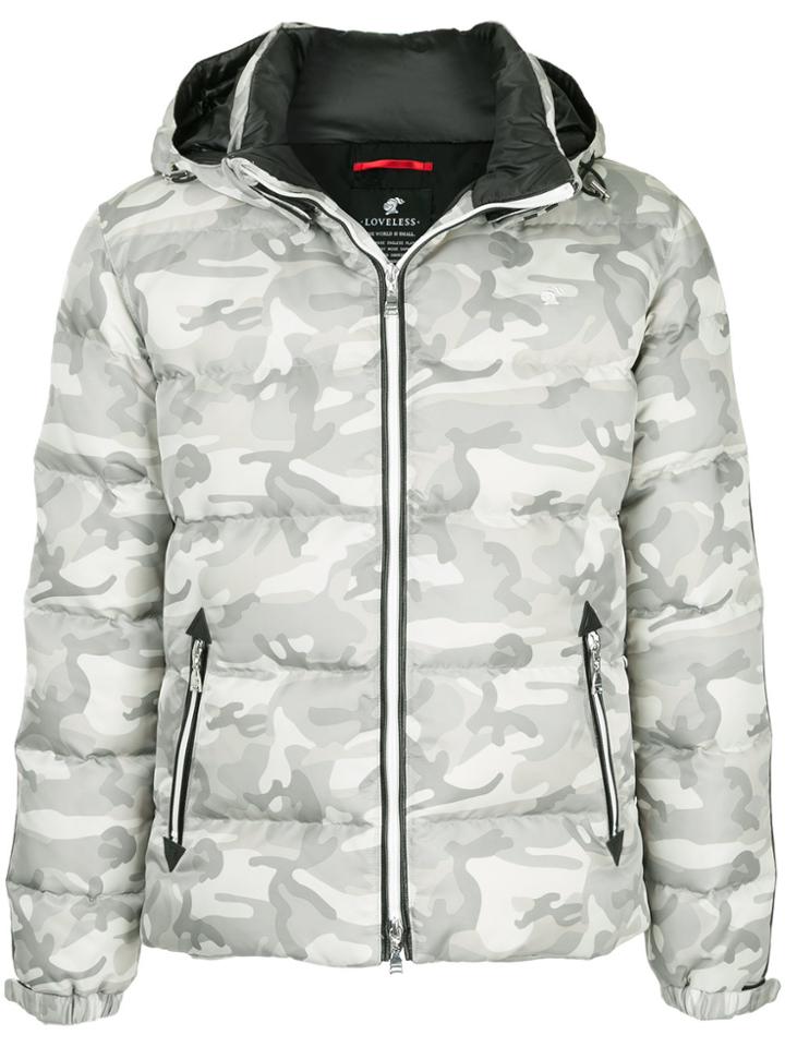 Loveless Camouflage Print Padded Jacket - White