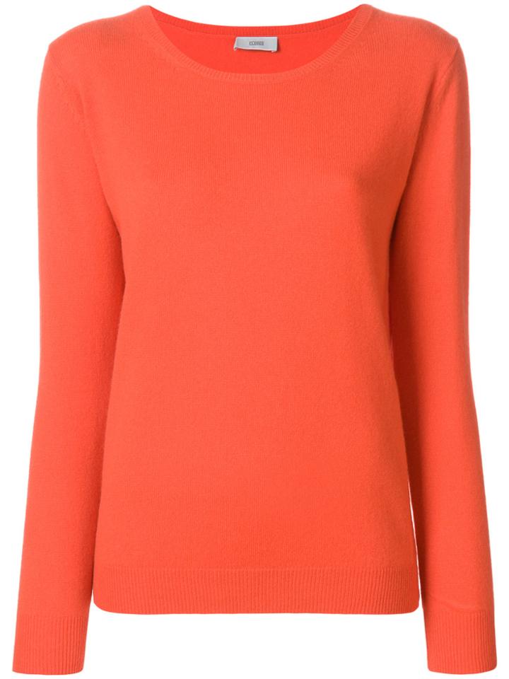 Closed Crew Neck Knitted Sweater - Yellow & Orange