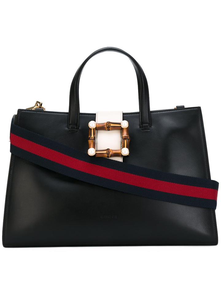 Gucci - Bamboo Buckle Tote Bag - Women - Wood/leather/suede/metal - One Size, Black, Wood/leather/suede/metal