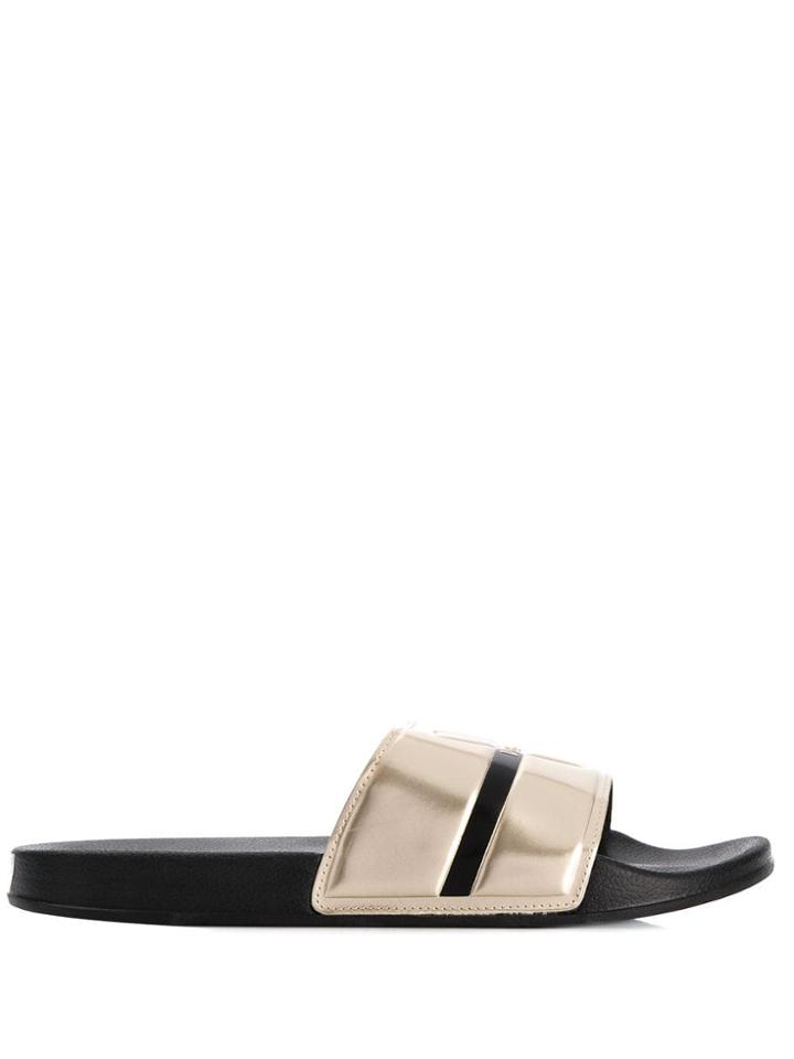 Versace Jeans Metallic Logo Sliders - Black
