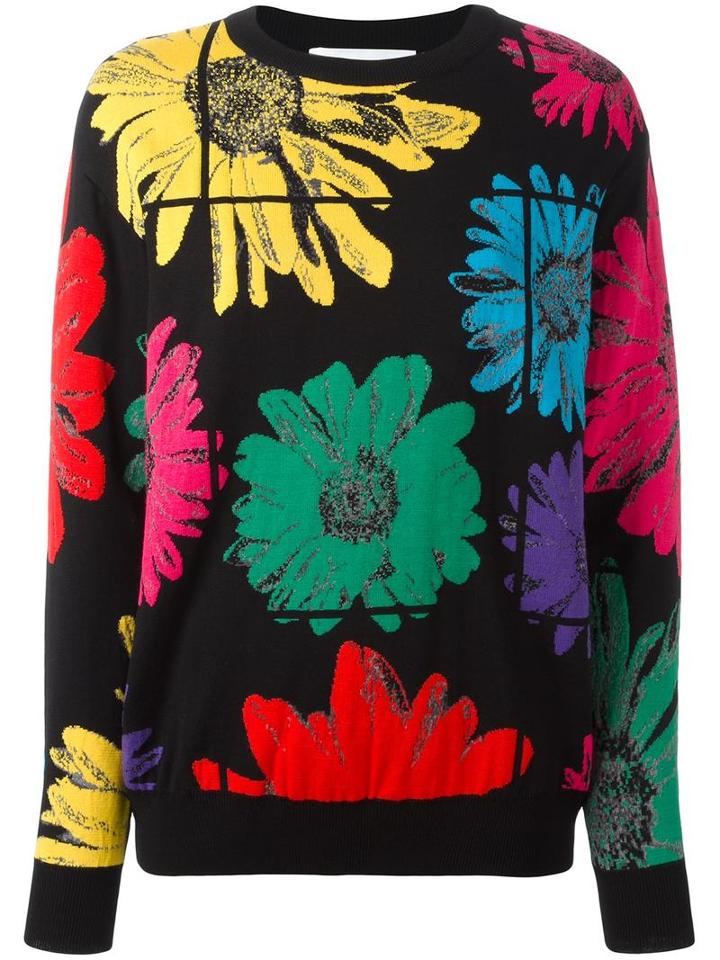 Moschino - Floral Jumper - Women - Virgin Wool - Xxs, Black, Virgin Wool