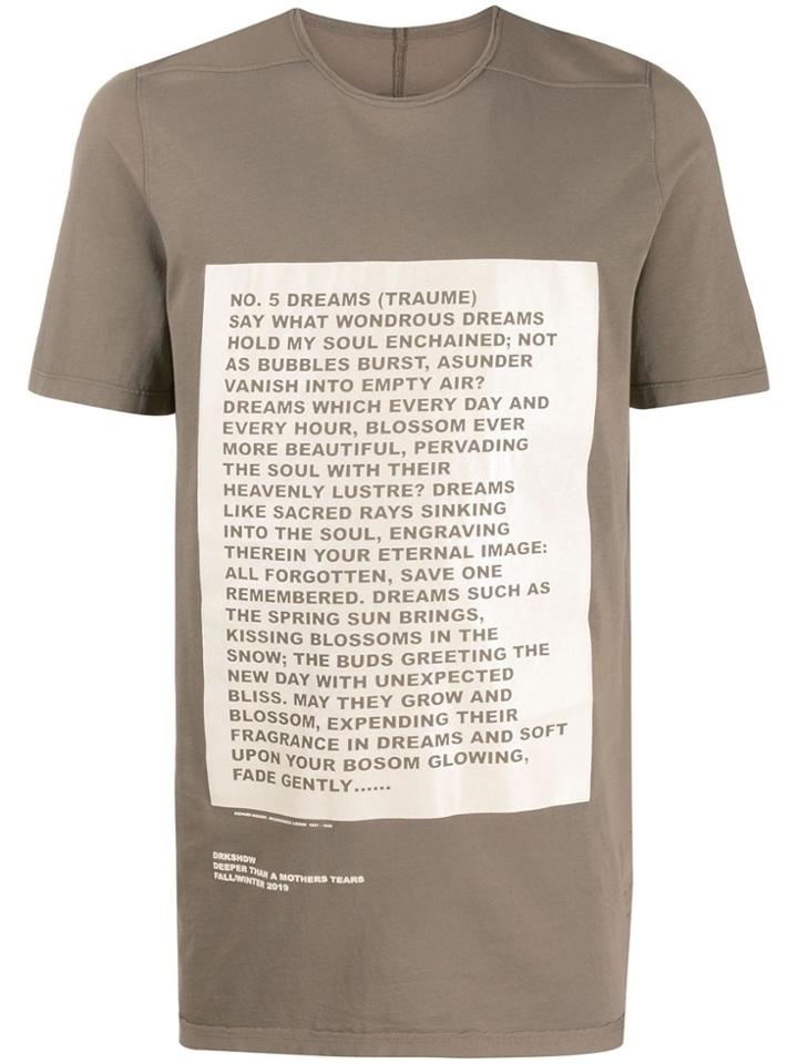 Rick Owens Drkshdw Poem Print T-shirt - Neutrals