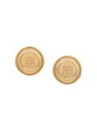 Givenchy Pre-owned 1980's Logo Embossed Oversized Round Earrings -