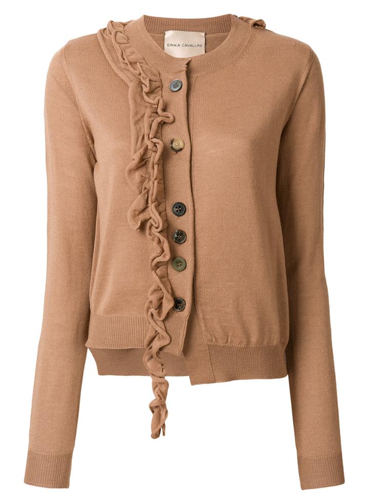 Erika Cavallini Ruffled Detail Cardigan - Brown