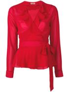Blanca Ruffled Neck Blouse - Red