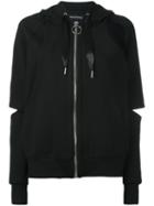 Nicopanda Cut-out Zipped Hoodie, Women's, Size: Xs, Black, Rayon/nylon/spandex/elastane