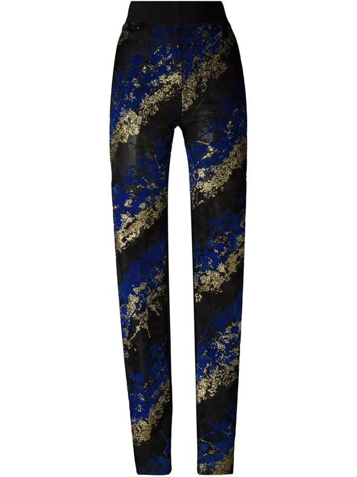 Antonio Berardi Flocked Lace Slim Fit Trousers, Women's, Size: 38, Black, Polyamide/polyester/rayon