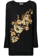 Twin-set Floral Print Knitted Top - Black