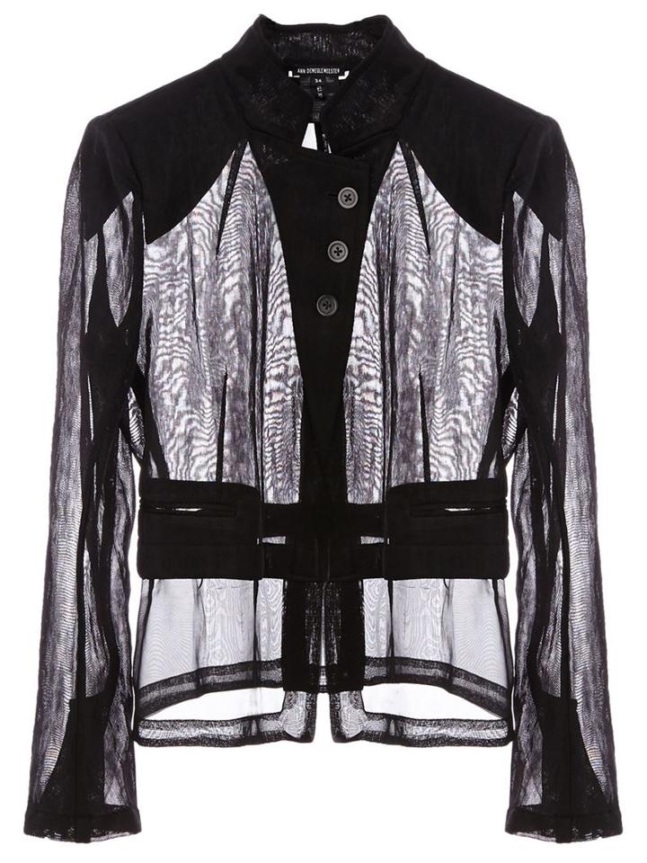 Ann Demeulemeester Diagonal Button Fastening Sheer Shirt, Women's, Size: 36, Black, Cotton/rayon/polyamide/cupro