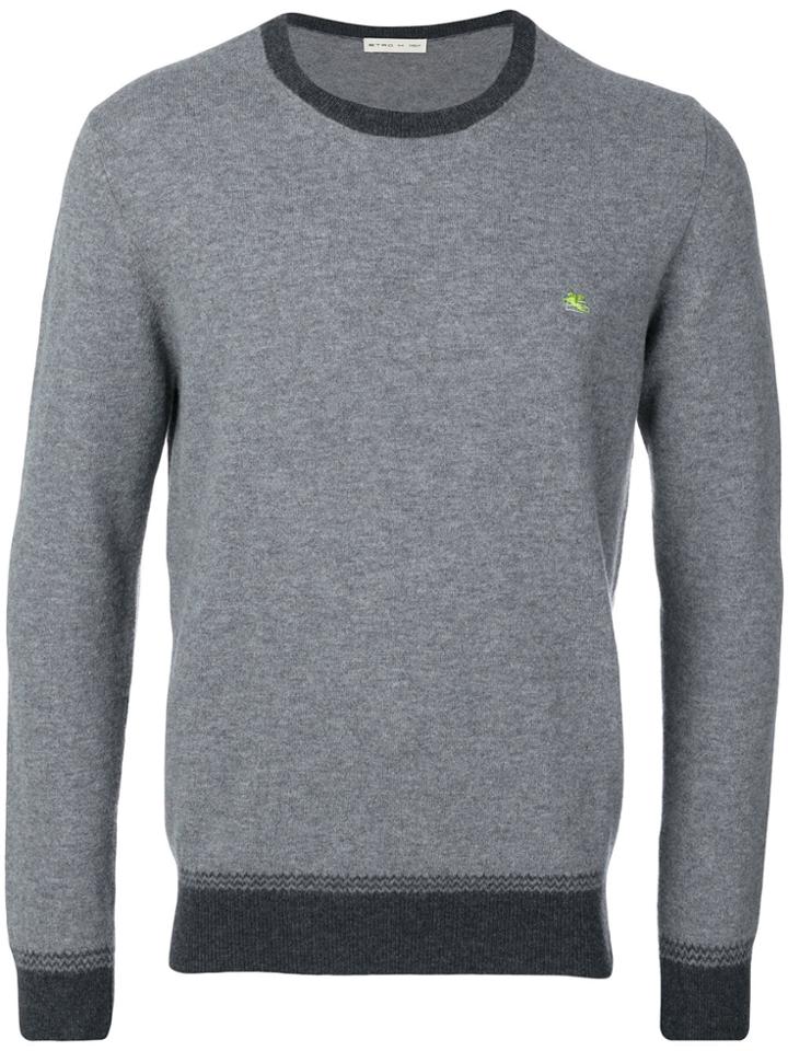 Etro Contrasting Crew Neck Sweater - Grey