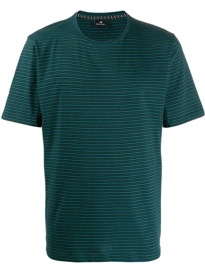 Ps Paul Smith Striped Pattern T-shirt - Blue