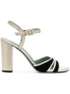 Paola D'arcano Block Heel Sandals - Metallic