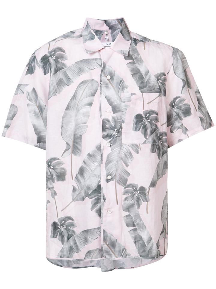 Oamc - Leaf Print Shirt - Men - Cotton/linen/flax - Xxl, Pink/purple, Cotton/linen/flax