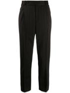 Styland Striped Cropped Trousers - Black