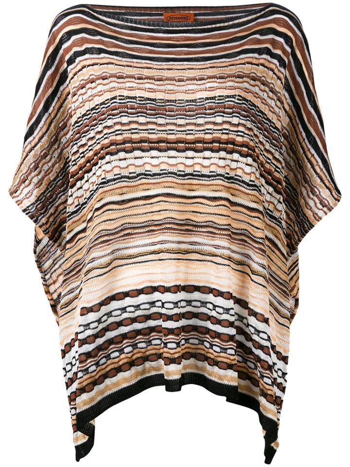 Missoni Striped Knitted Poncho, Women's, Cotton/polyamide/viscose