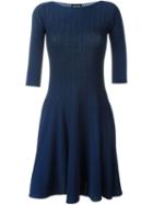 Emporio Armani Knit Flared Dress, Women's, Size: 42, Blue, Polyamide/polyester/viscose