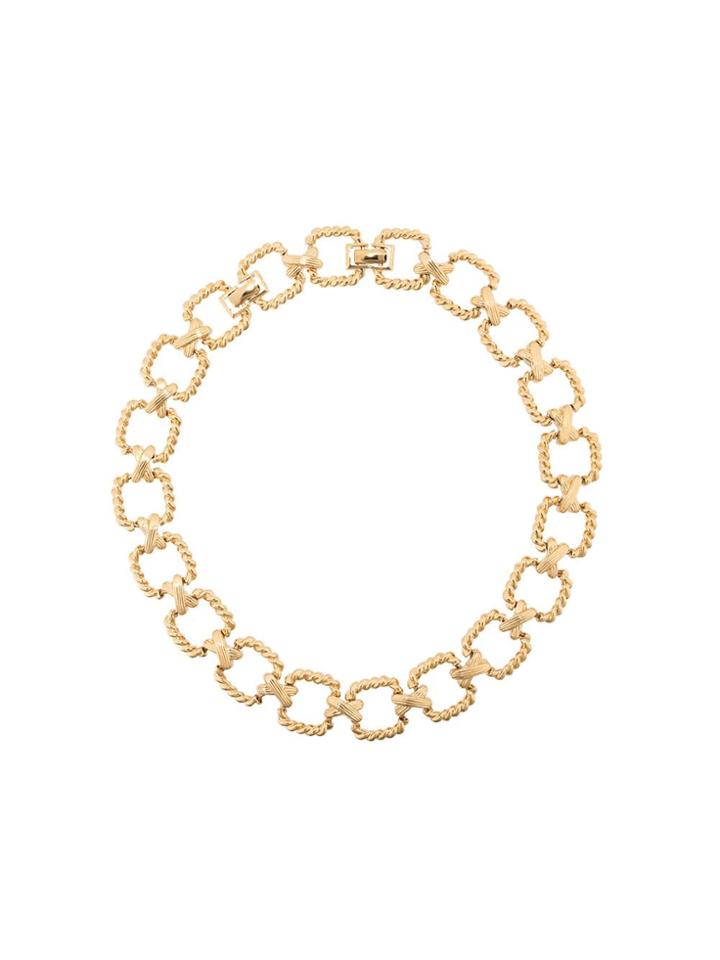 Nina Ricci Vintage 1980's Square Link Necklace - Gold