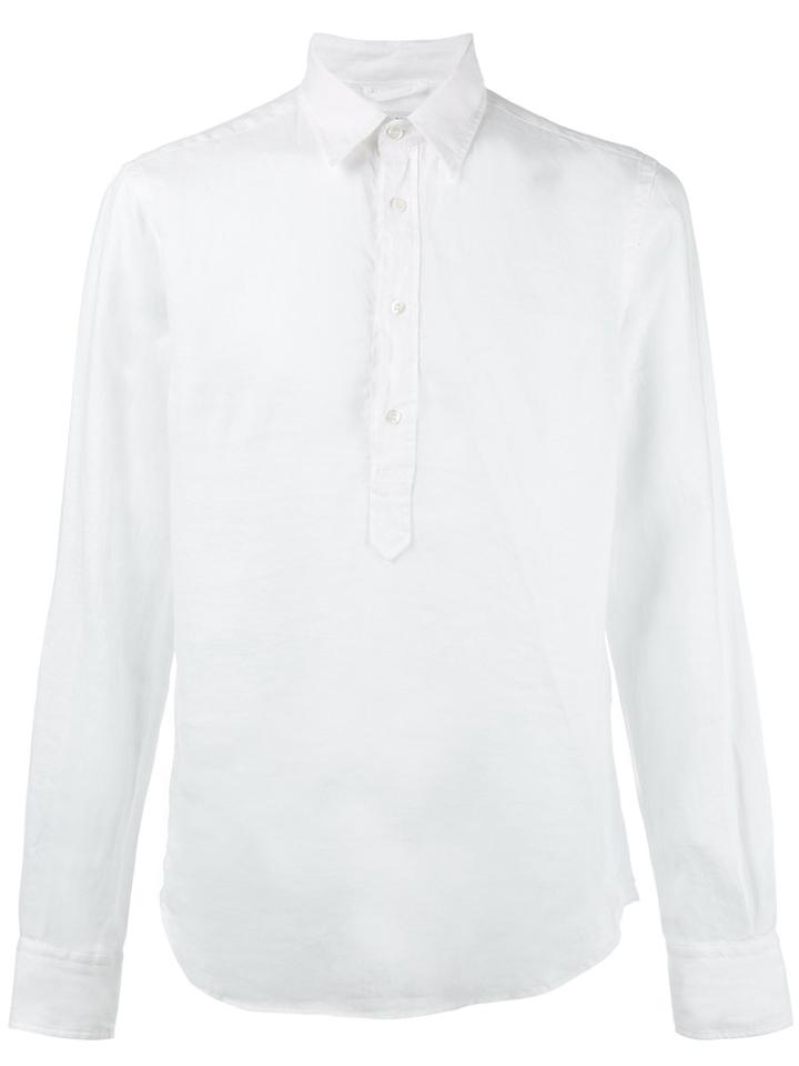 Aspesi Half-placket Shirt, Men's, Size: Large, White, Linen/flax