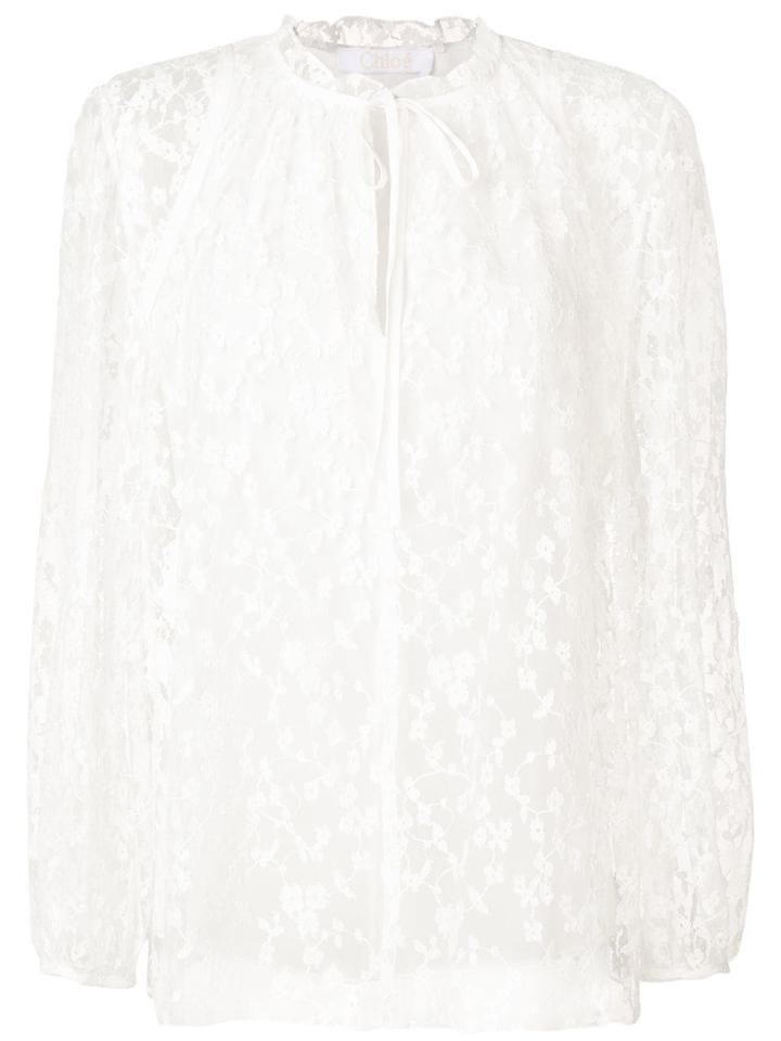 Chloé Floral Lace Blouse - White