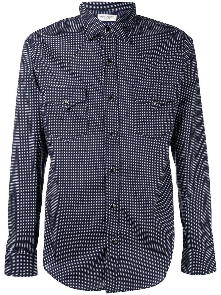Saint Laurent - Western Star Print Shirt - Men - Cotton - Xl, Blue, Cotton