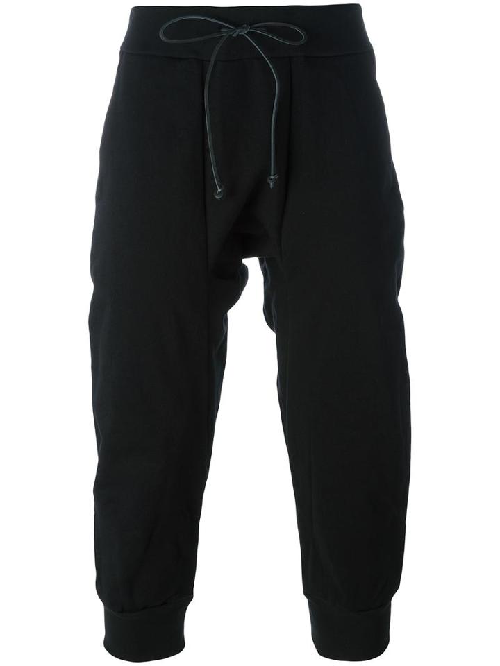 Attachment Cropped Drop Crotch Trousers, Men's, Size: 3, Black, Cotton/nylon