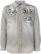 John Richmond Patchwork Denim Shirt - Grey