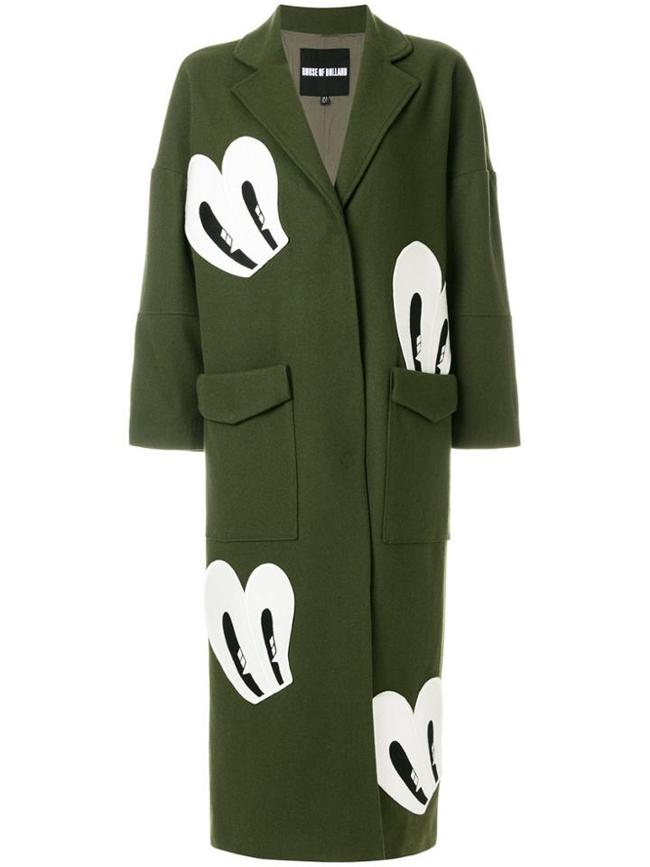House Of Holland Patch Detail Coat - Green