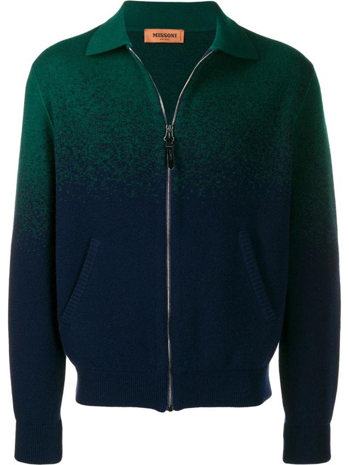 Missoni Gradient Effect Zipped Cardigan - Green