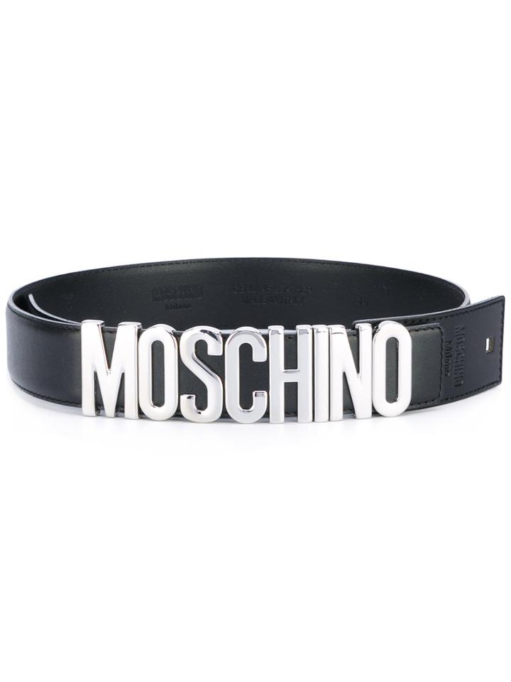 Moschino - Logo Plaque Belt - Women - Leather/metal - 85, Black, Leather/metal