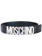 Moschino - Logo Plaque Belt - Women - Leather/metal - 85, Black, Leather/metal