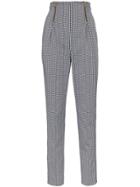 Versace High-waisted Houndstooth Cotton Blend Trousers - Black
